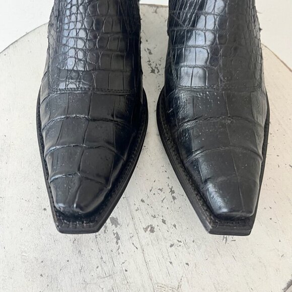 Rod Patrick Womens Pull on Shoes 6C Brown Caiman Exotic Western Boots Loafers - Picture 6 of 11